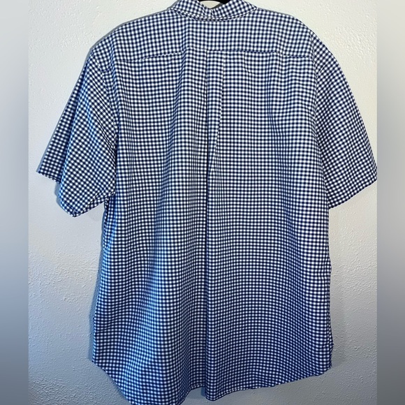 Ralph Lauren Shirt 2XT Big Blue White Gingham Check Button Down Short Sleeve - Picture 2 of 5